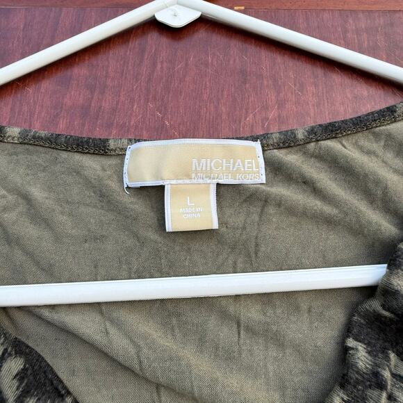 Michael Kors Black Animal Print Ruched Dress - Size L - Picture 3 of 6